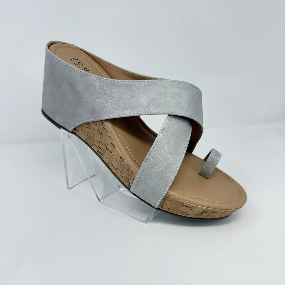 Journee Collection Rayna Women’s Size 12 Stone Wedge Sandals New
